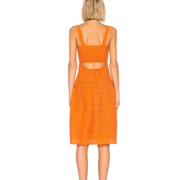Tularosa Bright Orange Button-Front Midi Dress - Picture 3 of 11